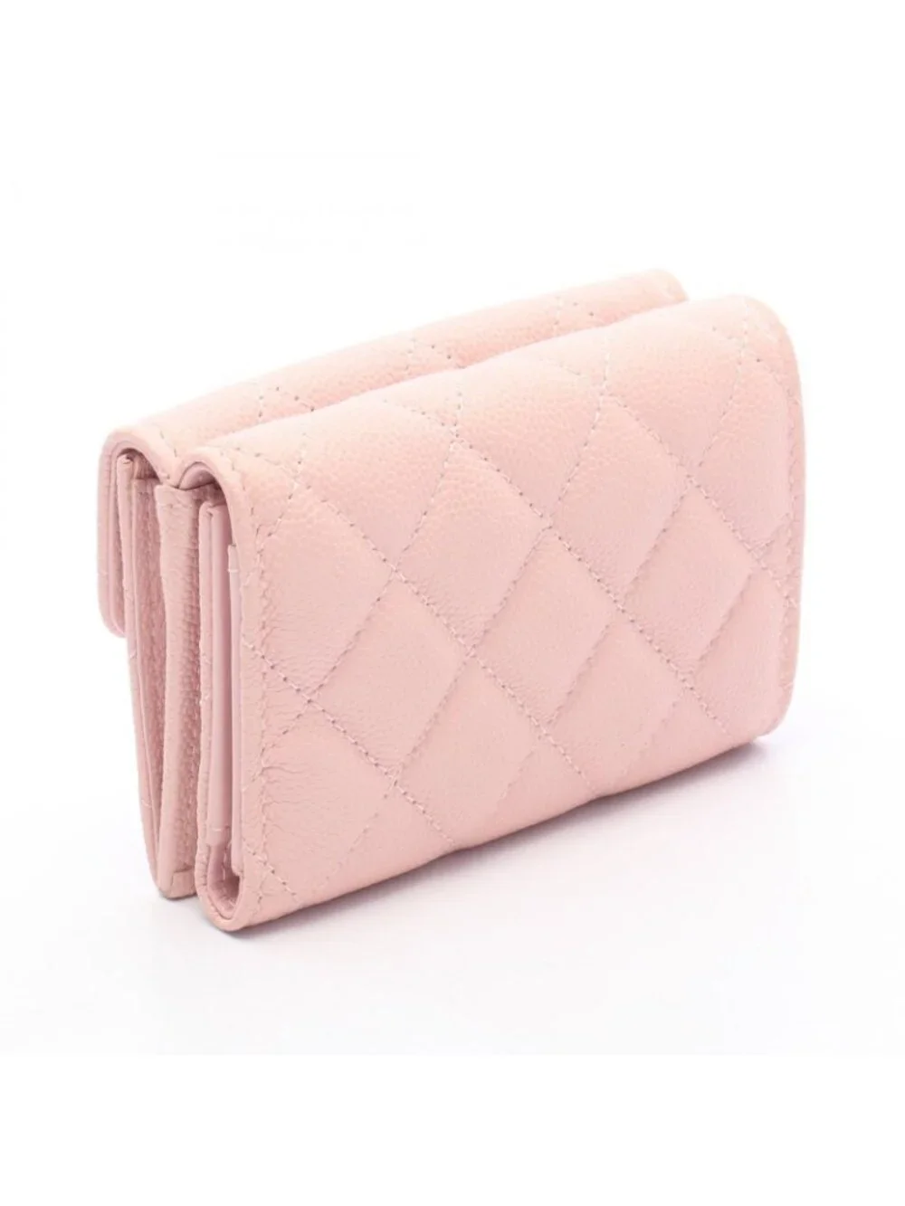 Chanel Trifold Wallet Classic Small Flap Quilted Light Pink Caviar Leather